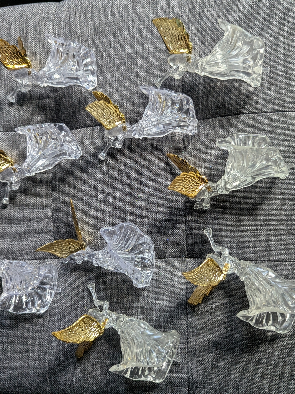 Set of 9 Angel Figurines with Gold Wings